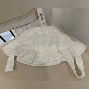 🎀 12~24 Mth cotton Eyelet Baby Hat With Bow NWT